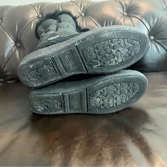 COACH THEONA SNOW BOOT BLACK SIGNATURE WINTER BOOT size 11B - Picture 2 of 7